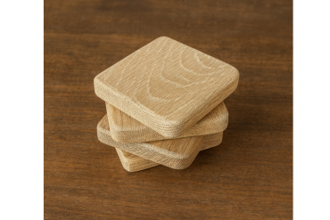 4 Oak Wood Coasters 