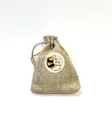 Burlap Seed bag containing wildflower seeds.