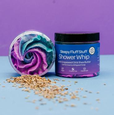 A beautiful turqoise blue and deep purple whipped into a devine soap