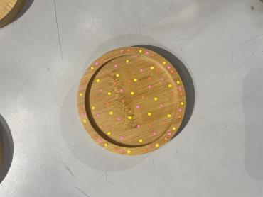 polka dot bamboo jewellery tray