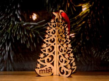 Tree with red ribbon