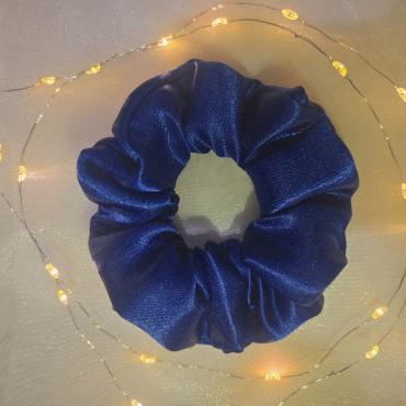 Navy Blue satin scurnchie