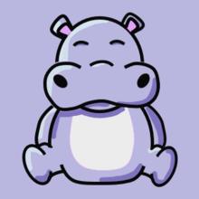 Cartoon Style Hippo In Baby Blue Colours