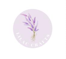 A sprig of lilac on a circular light-purple background, with “Lilac Crafts” written below.