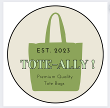 Logo with green tote bag in circle