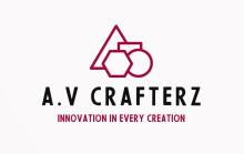 A series of geometric shapes overlapping one another on a white background: a triangle, square, circle and hexagon from furthest to closest. Underneath, "A.V CRAFTERZ" underlined by our motto, "Innovation in Every Creation."