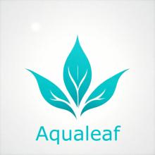 A blue leaf with the title Aqualeaf below