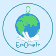 An earth symbol in a palm of someones hand, with a hook, making it a decoration.