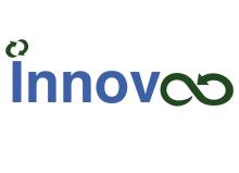 The word Innov with a infinity symbol (meant to represent recycling and spell the word innovate) the I has another recycling logo in place of the dot.
