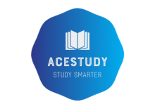 AceStudy logo: Blue abstract shape with open book icon, text "ACESTUDY" and "STUDY SMARTER".