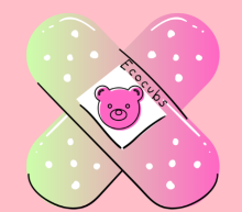 it is a bear in plasters to show the eco friendliness of a business 