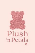 A rose bear with our name: Plush 'n Petals 