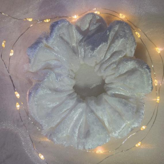 White Crushed Velvet Scrunchie 