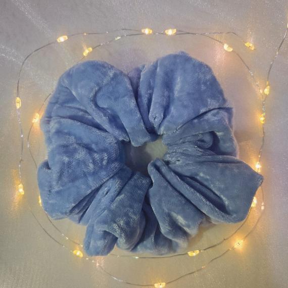 Blue Crushed Velvet Scrunchie 