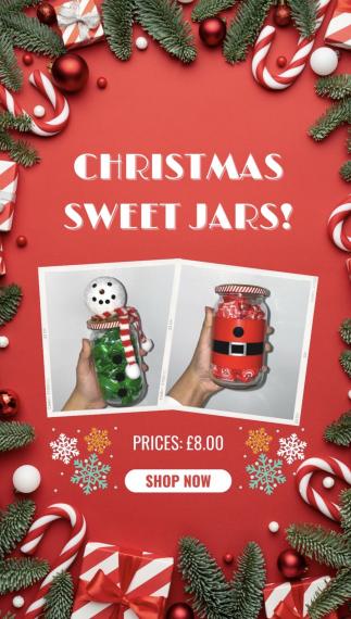 christmas sweet jars, showing the snowman and santa designs 🎅