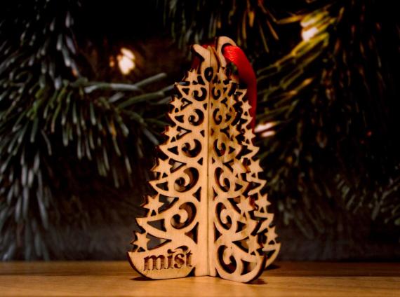 Tree with red ribbon