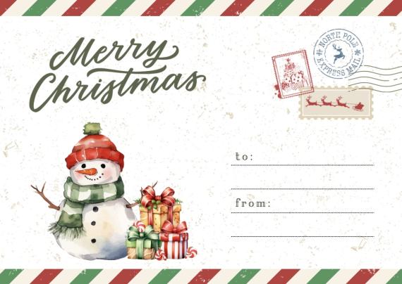 Snowman Christmas seed card