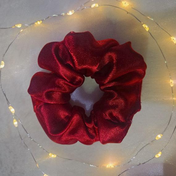 Deep red satin scrunchie