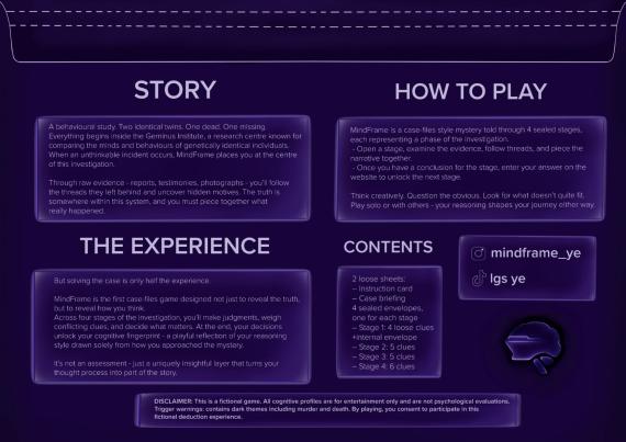 Mindframe - Back of Game 