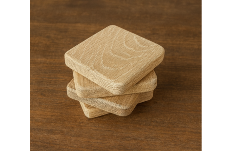 4 Oak Wood Coasters 