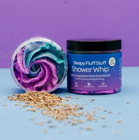 A beautiful turqoise blue and deep purple whipped into a devine soap