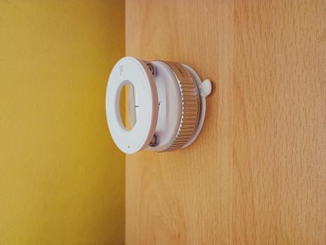 Our white phone holder folded down