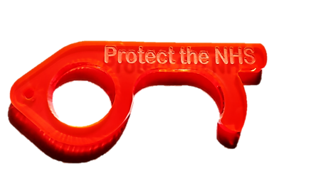 No touch keyring with the slogan 'Protect the NHS'