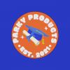 Blue background with orange circle with the title Parky Products 
