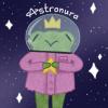 Charming illustration of a frog prince in space