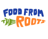 Blue, Green and Orange logo saying Food From The Roots with the 'the roots' in shape of a carrot 