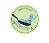 Image of a green logo with a frying pan cooking food the company name “Feastory”