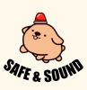 Brown dog with red alarm on its head and text "SAFE & SOUND" displayed below