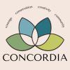 A lotus flower design with our values of courage, conservation, creativity and community around it. 